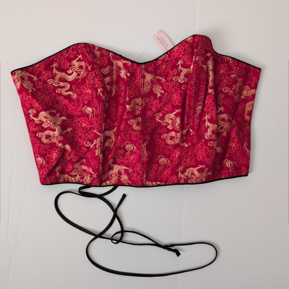 NWT Y2K Vintage Victoria's Secret Corset Red Gold Dragon Asian Chinese Deadstock - Picture 7 of 11